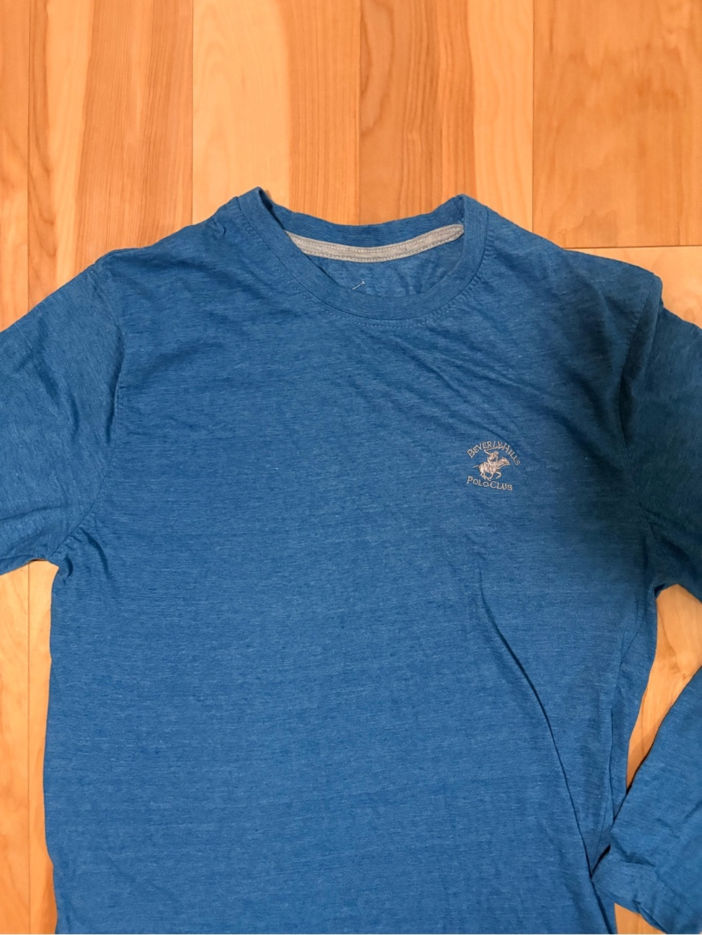 Beverly Hills Polo Club Men's Heather Blue Long Sleeve Crew